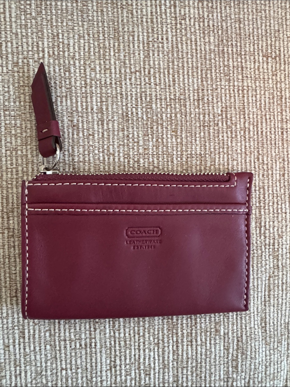 Coach Wine Leather Zip Card Case